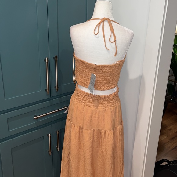 NWT Willow Julie Halter Crop Top Two-Piece Maxi Dress in Orange - Picture 7 of 11